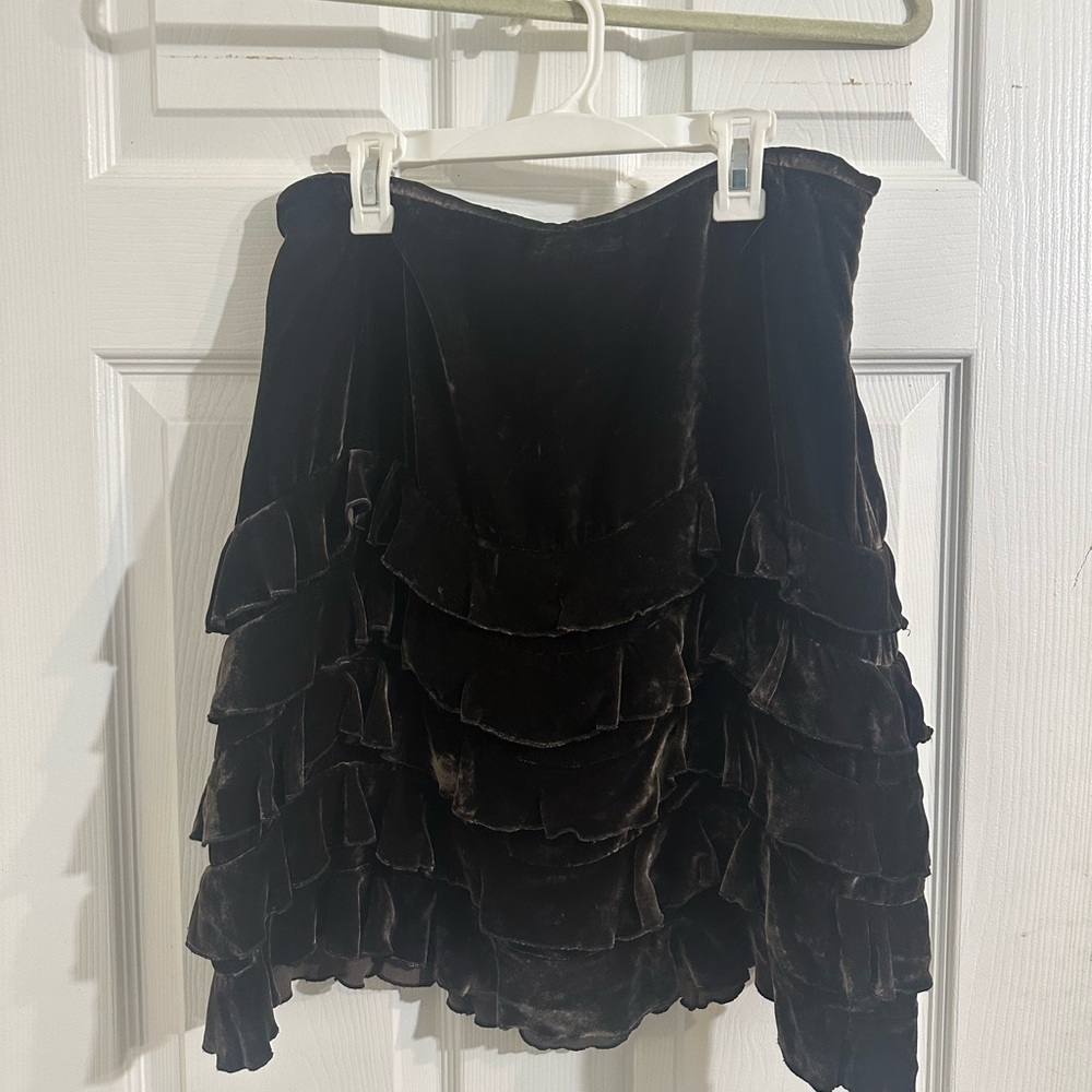 Ann Taylor Loft Brown Frill Skirt